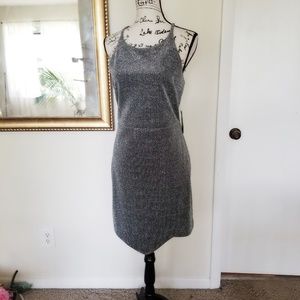 Express | Metallic Asymmetrical Hem Sheath Dress